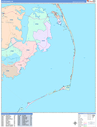 Outer Banks Wall Map Color Cast Style 2026